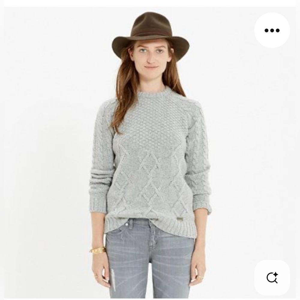 Women's Gray Barbour Ursula Pullover Cable Knit Sweater